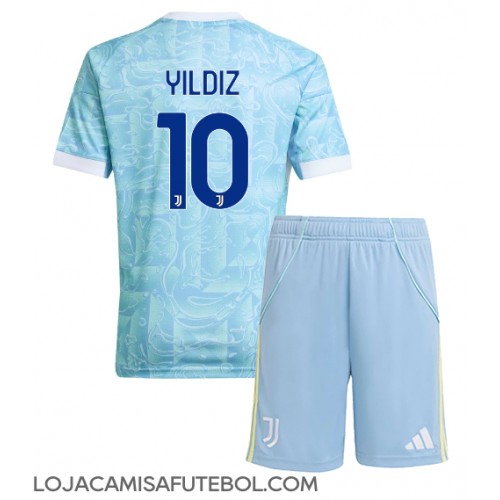 Camisa de Futebol Juventus Kenan Yildiz #10 Equipamento Secundário Infantil 2025-26 Manga Curta (+ Calças curtas)